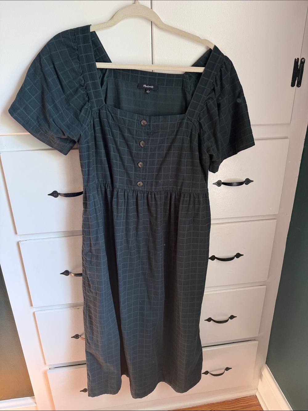 Madewell Corduroy Square-Neck Midi Dress